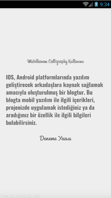 Android text font değiştirme