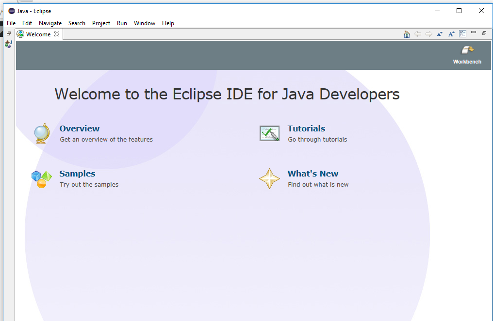eclipse welcome page