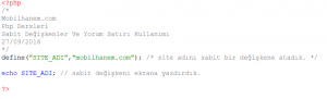 Php de Açıklama Satırı Kulanımı