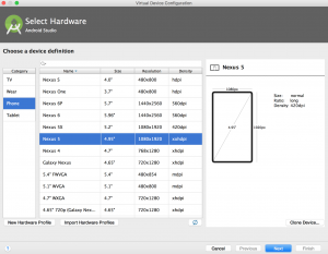 android emülatör seçimi