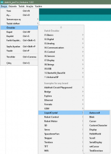 Arduino LiquidCrystal Kütüphenesi Örnekleri