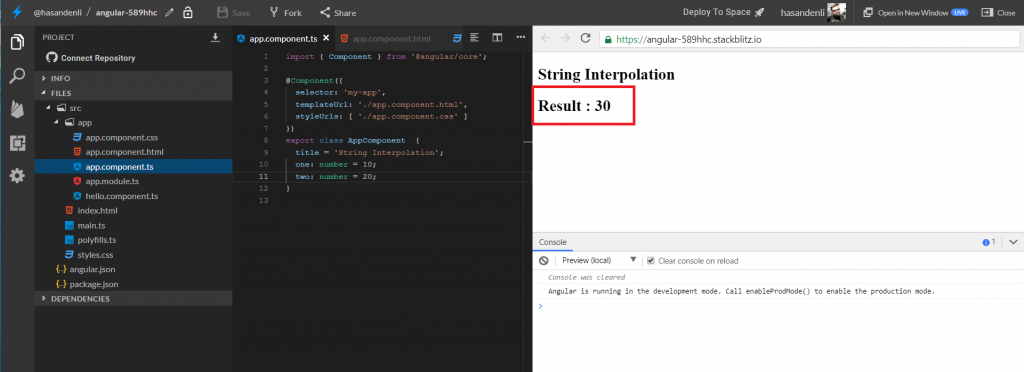 angular string interpolation number